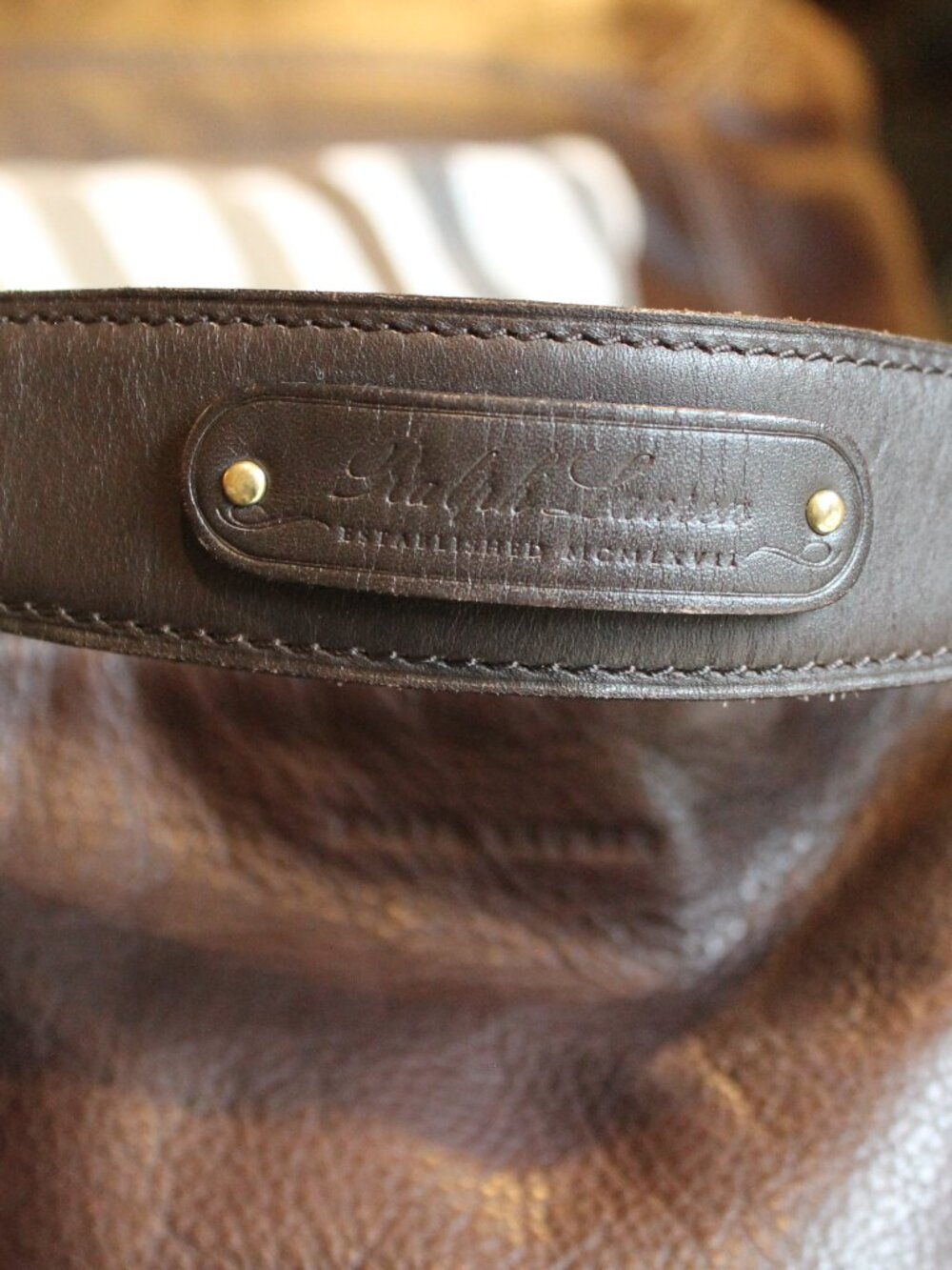 Ralph Lauren leather fringe & whipstitch hobo shoulder bag with stirrup charm - Picture 14 of 15